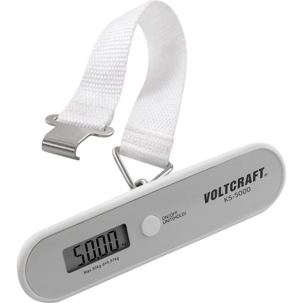 VOLTCRAFT KS-5000 Bagagevåg Vägningsområde 50 kg Läsbarhet 10 g batteri Grå