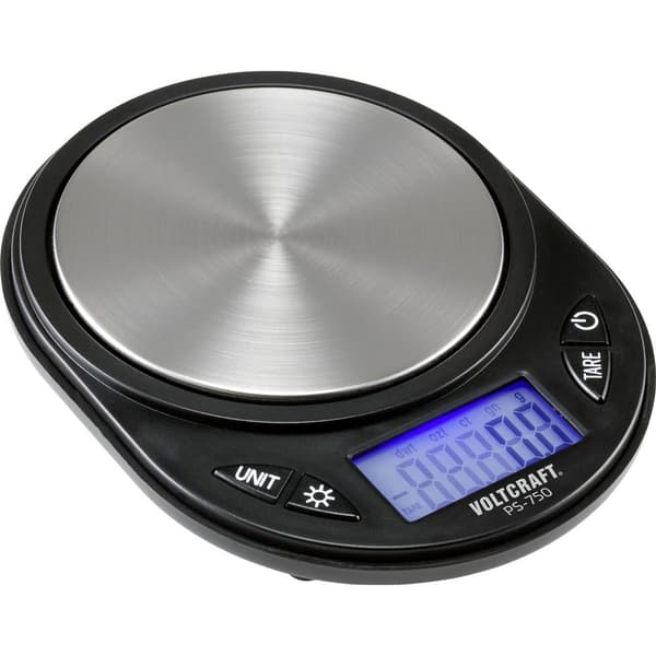 VOLTCRAFT PS-750 Precisionsvåg Vägningsområde 750 g Läsbarhet 0.1 g batteri Svart