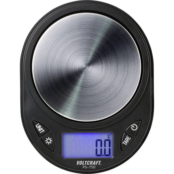 VOLTCRAFT PS-750 Precisionsvåg Vägningsområde 750 g Läsbarhet 0.1 g batteri Svart