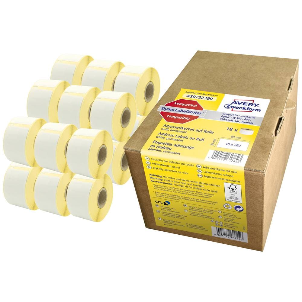 Avery-Zweckform AS0722390 Etiketter 89 x 36 mm Papir Hvid 4680 stk Permanent Adresseetiketter