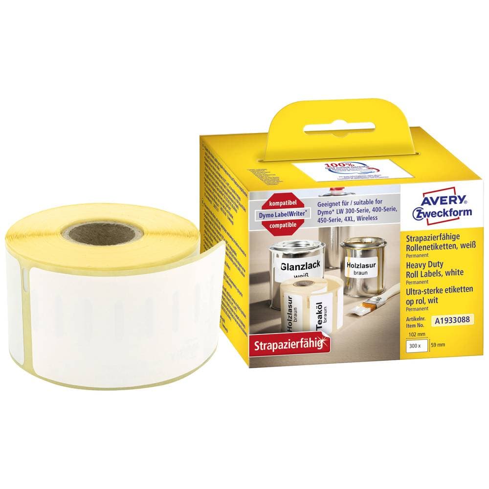 Avery-Zweckform A1933088 Etikett rulle 102 x 59 mm Folie Vit 1 st Universaletiketter