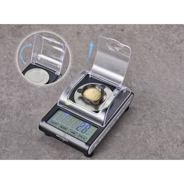 VOLTCRAFT PS-50 Precisionsvåg Vägningsområde 50 g Läsbarhet 0.001 g batteri, via USB Svart