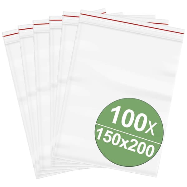 Återförslutningsbar påse utan etikett (B x H) 150 mm x 200 mm Transparent Polyeten