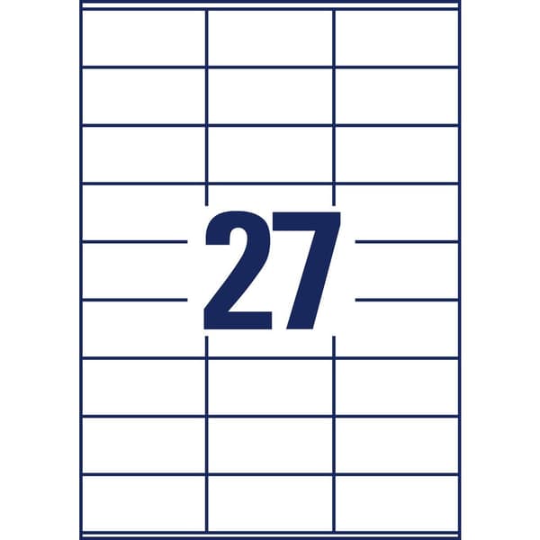 Avery-Zweckform 3479 Universaletiketter 70 x 32 mm Papper Vit 2700 st Permanent Laser, färg, Laser