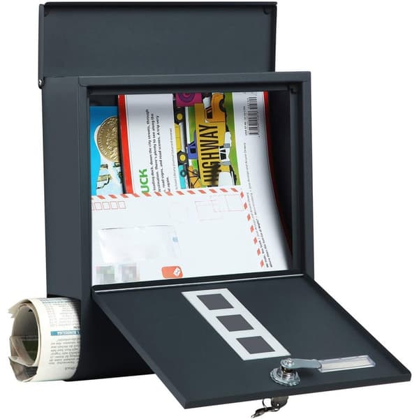 Rootz Postkasse - Brevholder - Avisopbevaring - Vejrbestandig - Holdbar - Pulverlakeret stål - 30,5 cm x 9,5 cm x 33,3 cm
