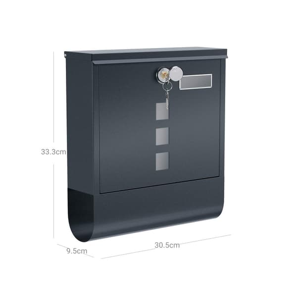 Rootz Postkasse - Brevholder - Avisopbevaring - Vejrbestandig - Holdbar - Pulverlakeret stål - 30,5 cm x 9,5 cm x 33,3 cm