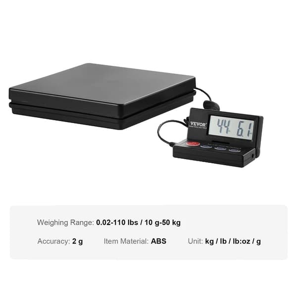 Digital Postvægt til forsendelse, Timer, Foldbar LCD-skærm, 110 lbs