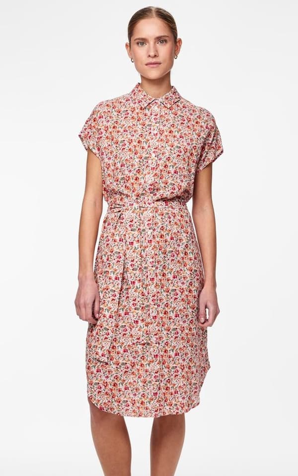 Pieces - pcNya SS Shirt Dress Ditsy Flower Print Offwhite XS