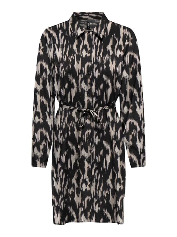 Only - onlNova Elite LS Shirt Dress Svart - Rough Animal XL