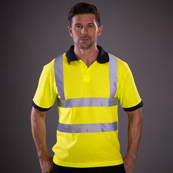 Yoko Hi-Vis kortærmet poloshirt / arbejdstøj til mænd (pakke med 2)