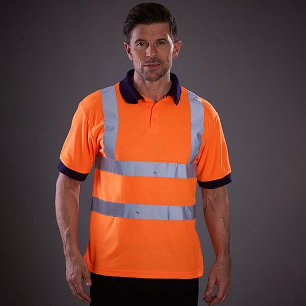 Yoko Hi-Vis kortærmet poloshirt / arbejdstøj til mænd (pakke med 2)