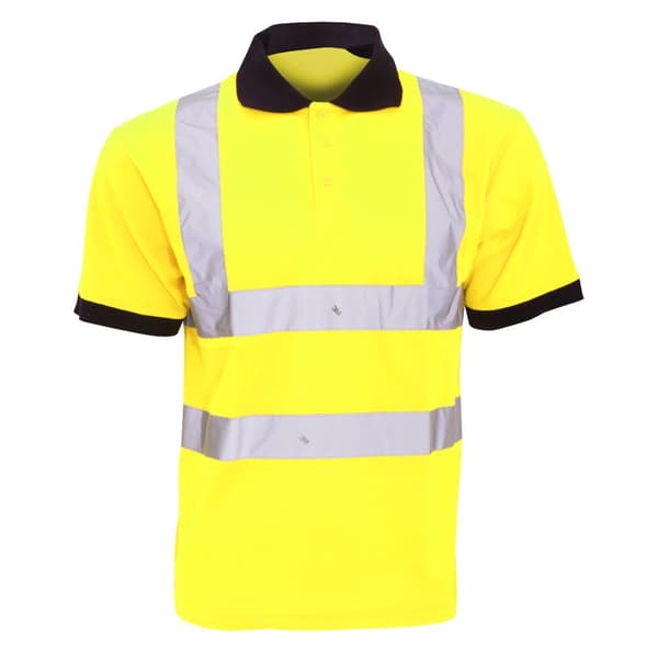 Yoko Hi-Vis kortärmad polotröja / arbetskläder för män (2 st.) Hi-Vis Yellow L