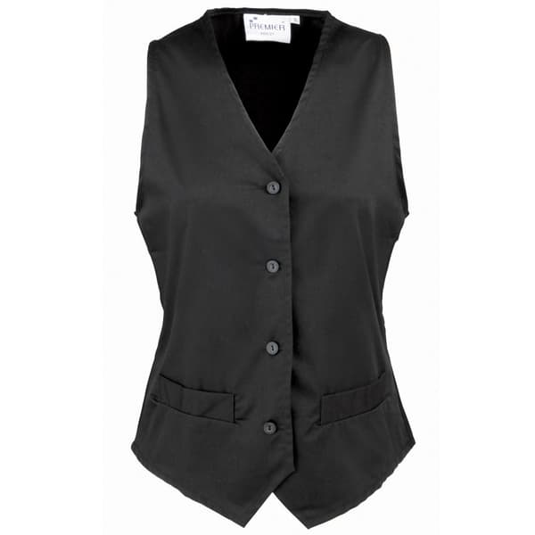 Premier Womens/Ladies Hospitality Waistcoat / Catering / Barwear Black M
