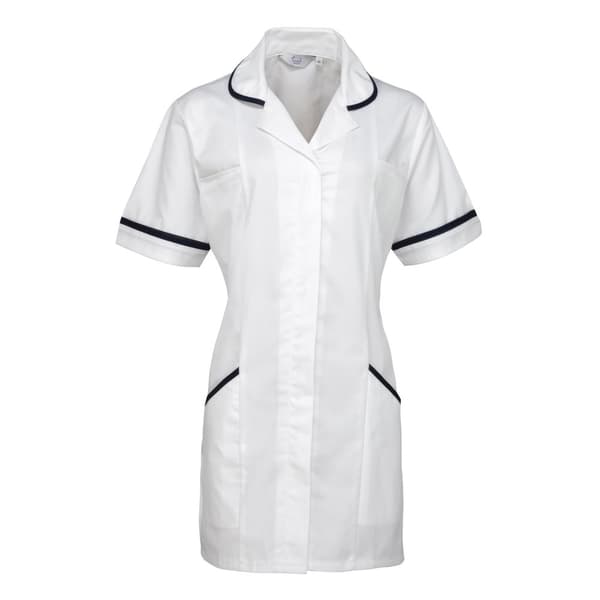 Premier Dame/kvinde Vitality tunika til medicinsk/sundhedsplejearbejde White/ Navy 8