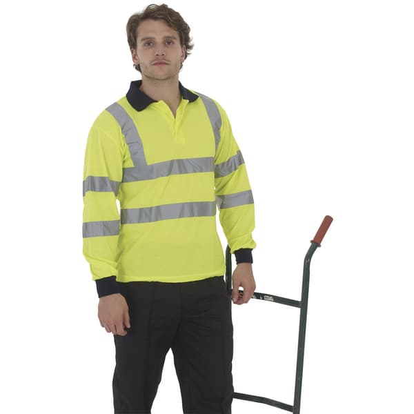 Yoko Dame/kvinde Hi-Vis poloshirt med lange ærmer