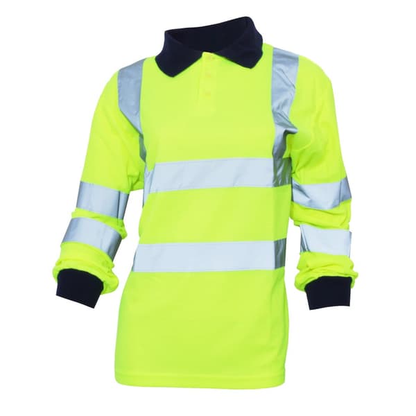 Yoko Dame/kvinde Hi-Vis poloshirt med lange ærmer