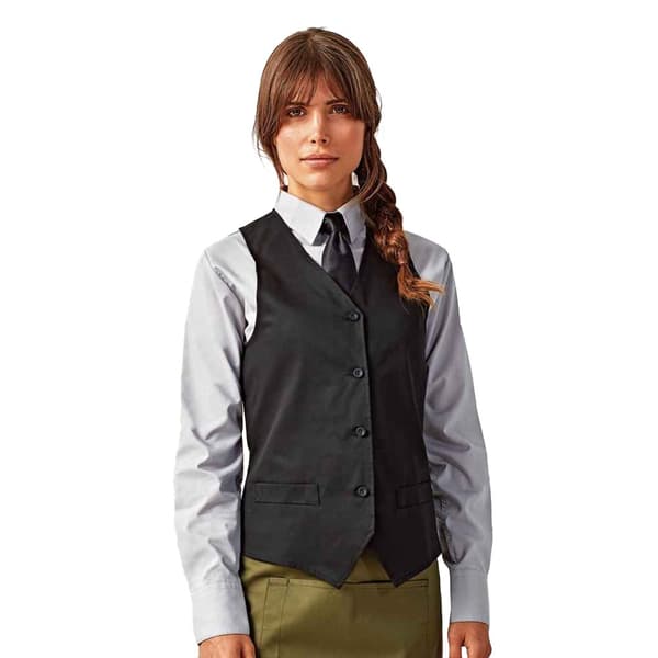 Premier Womens/Ladies Hospitality Waistcoat / Catering / Barwear (Pack of 2)