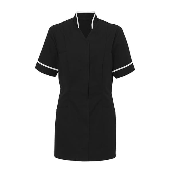 Alexandra Womens Mandarin Collar Tunic / Health Beauty / Medical Workwear Black/ White 14