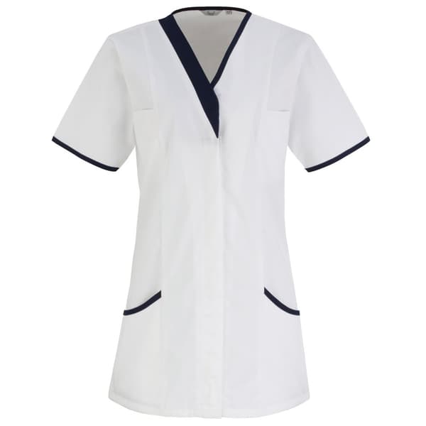 Premier Womens/Ladies Daisy Healthcare Work Tunic (Pack of 2) White/ Navy 8UK