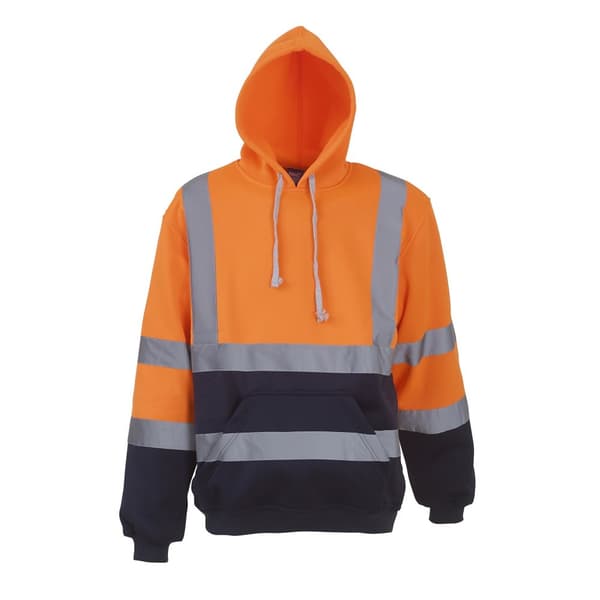 Yoko Mens High Visibility Pull-Over Hoodie Orange/Navy XL