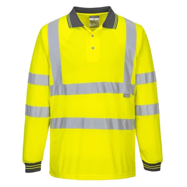 Portwest Mens S277 Hi-Vis Long-Sleeved Polo Shirt