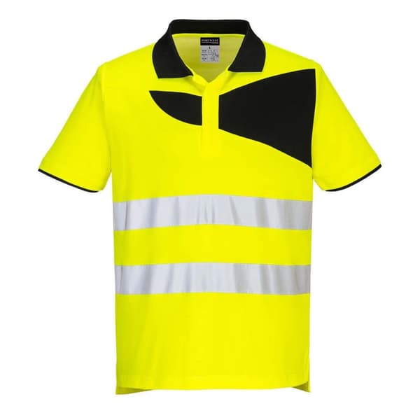 Portwest PW2 Hi-Vis-poloshirt i bomuld til herrer Yellow/Black M