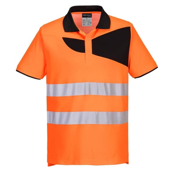 Portwest PW2 Cotton Hi-Vis Safety Polo Shirt för män