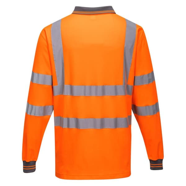 Portwest Mens Hi-Vis Long-Sleeved Safety Polo Shirt