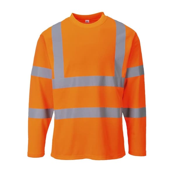 Portwest Herre Hi-Vis Comfort langærmet sikkerheds-T-shirt med lange ærmer Orange S