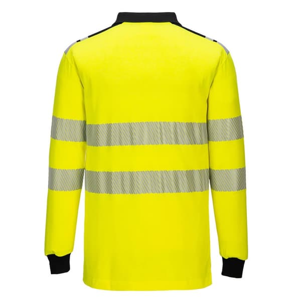 Portwest PW3 flammebestandig højvis-poloshirt med lange ærmer til mænd
