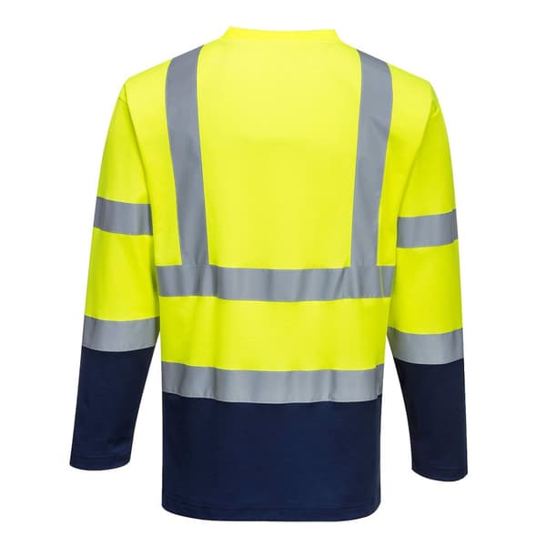 Portwest Mens Contrast Cotton High-Vis Comfort Long-Sleeved T-Shirt