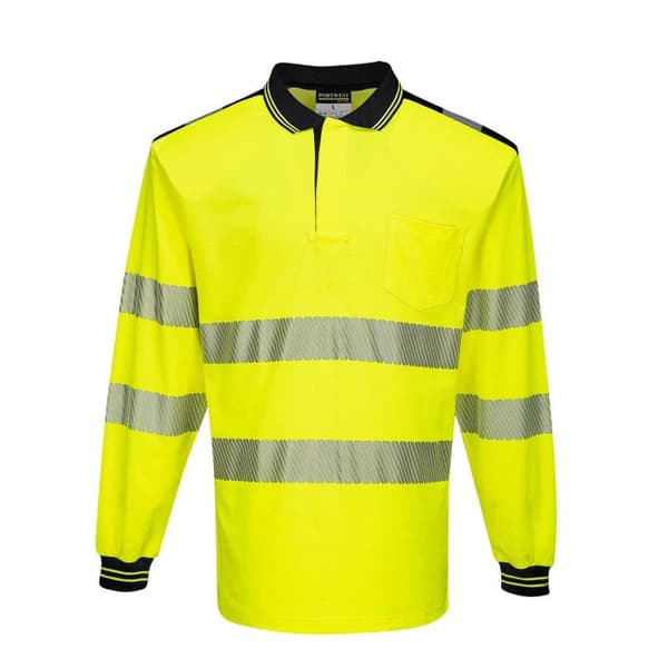 Portwest PW3 Hi-Vis Comfort långärmad pikétröja för herrar
