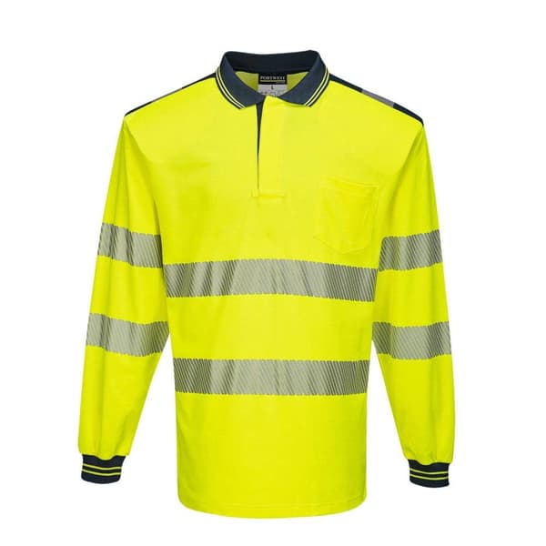 Portwest PW3 Hi-Vis Comfort långärmad pikétröja för herrar
