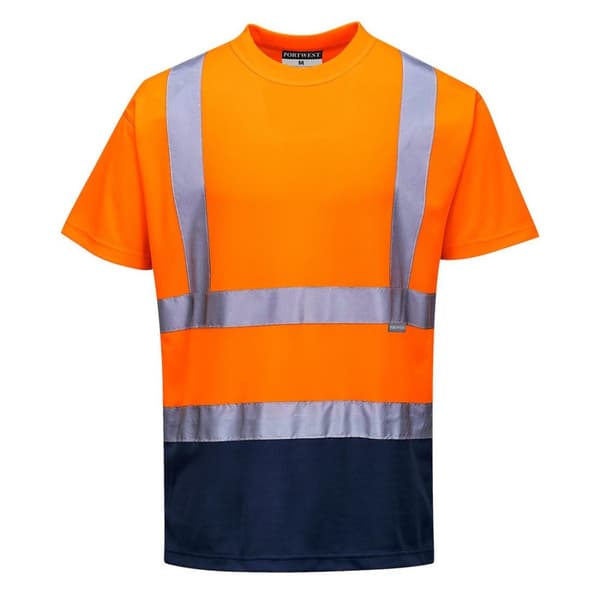 Portwest Kortærmet T-shirt med kontrastfarve med høj visuel farve til mænd