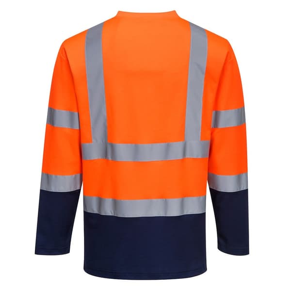 Portwest Mens Contrast Cotton High-Vis Comfort Long-Sleeved T-Shirt