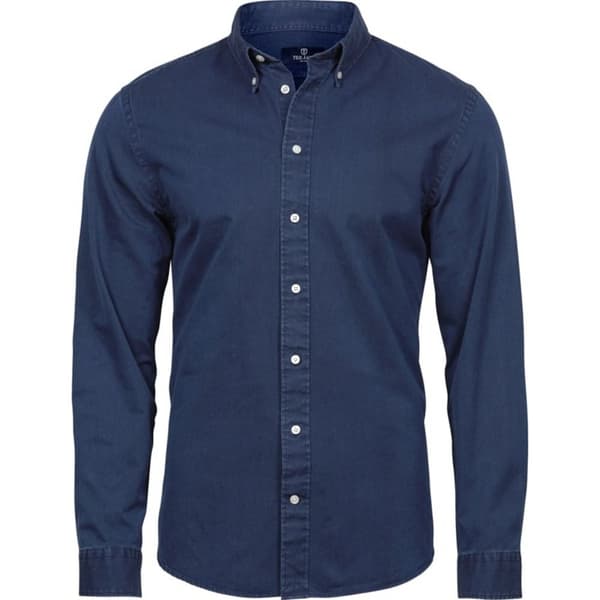 Tee Jays Langærmet casual skjorte i Twill til mænd Indigo 4XL