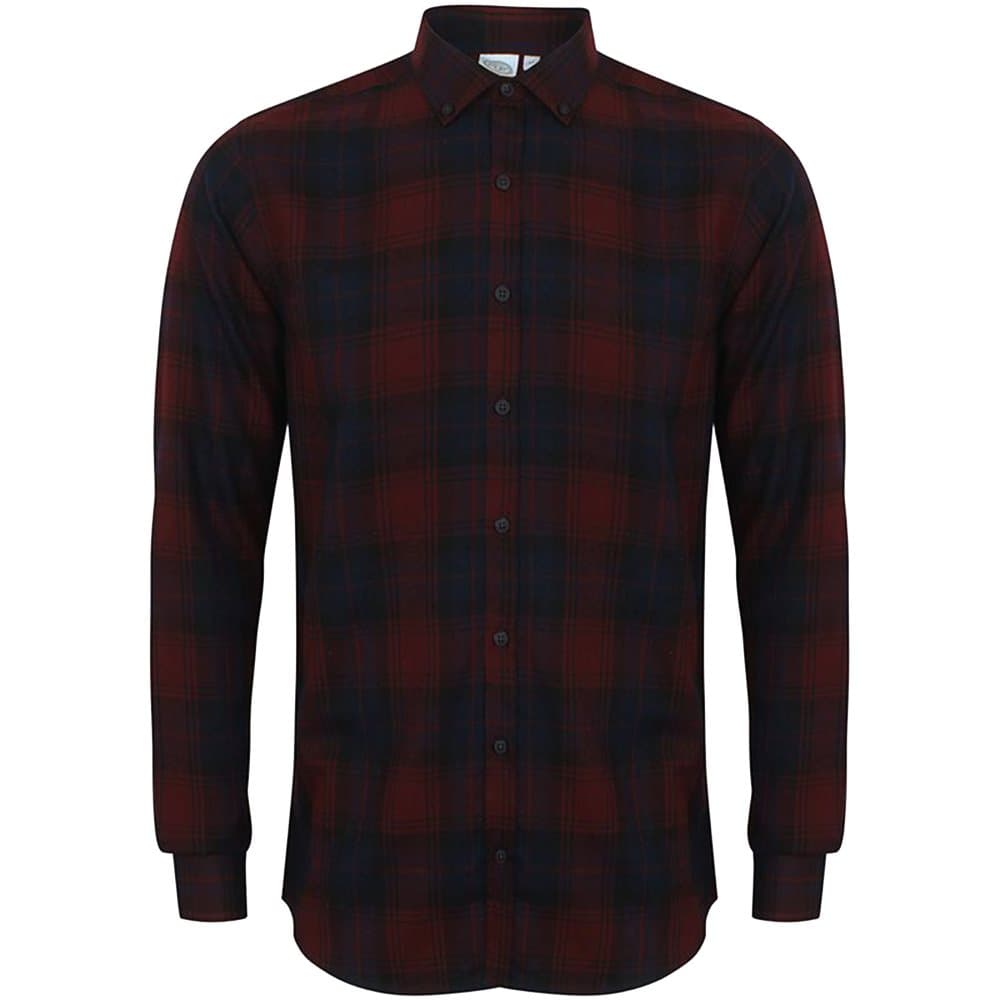 Skinni Fit Mens Brushed Check Casual långärmad skjorta