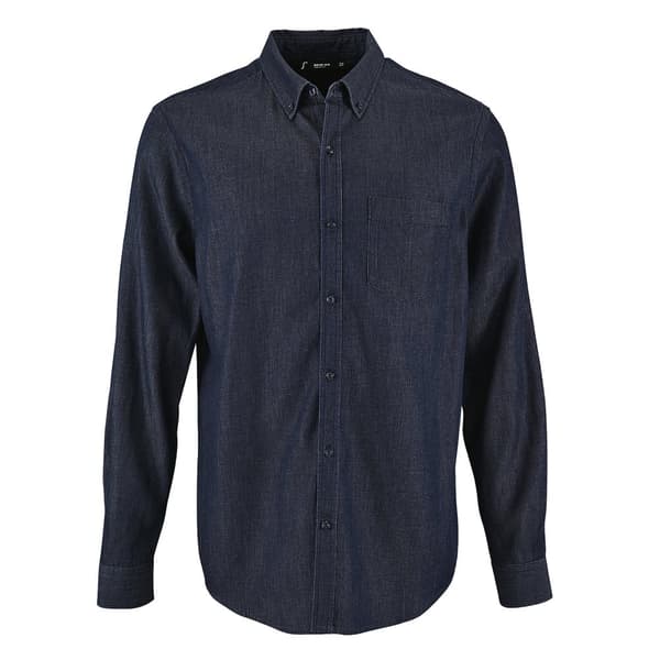 SOLS Barry langærmet denimskjorte med lange ærmer til mænd Denim Brut XL