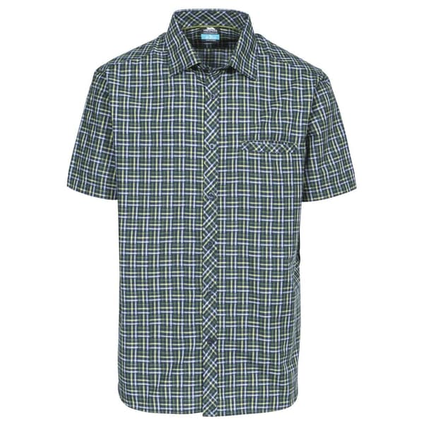 Trespass Mens Baffin Short Sleeve Casual Shirt Olive Check S