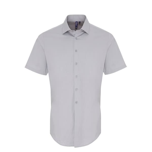 Premier Mens Stretch Fit Poplin Short Sleeve Shirt