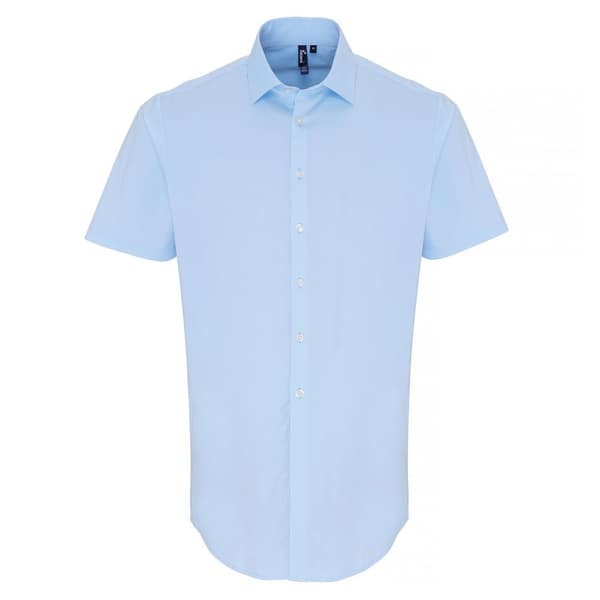 Premier Mens Stretch Fit Poplin Short Sleeve Shirt
