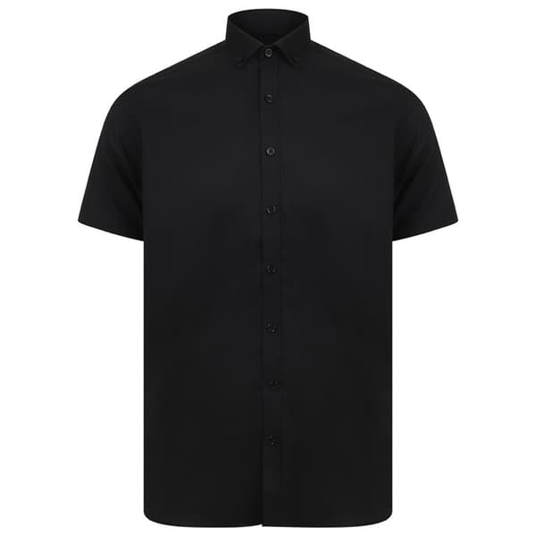 Henbury Mens Modern Short Sleeve Slim Fit Oxford Shirt