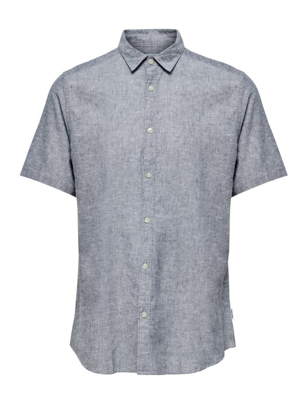 Only & Sons - onsCaiden SS Linen Shirt Mörkblå - Dress Blues XS