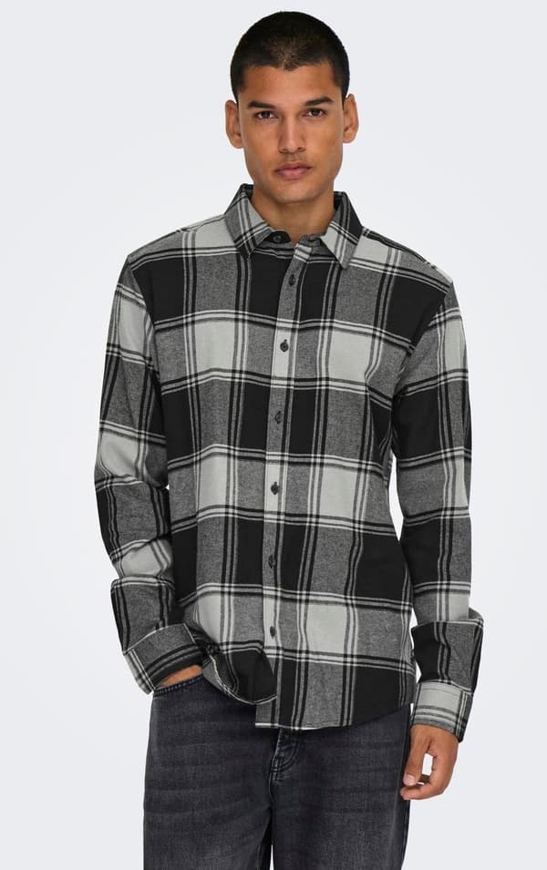 Only & Sons - onsGudmund Checked Shirt Svart - Griffin M
