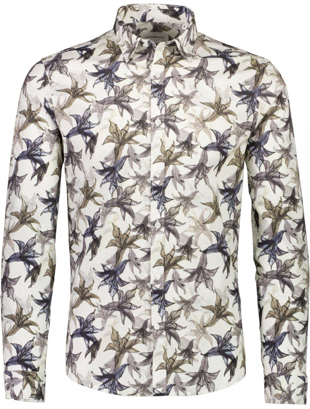 Lindbergh White - Skjorta 30-203212 Bladmönstrad