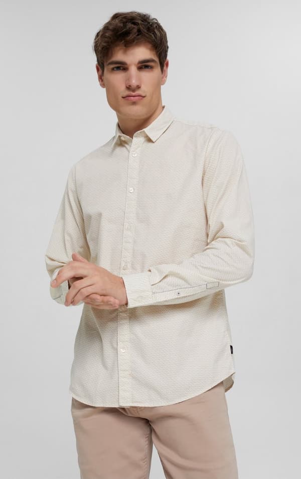 EDC - Skjorta 022CC2F303 Småmönstrad Beige M