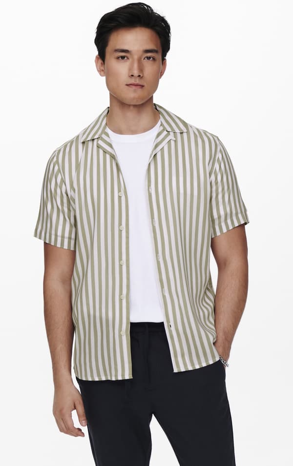Only & Sons - onsWayne SS Viscose Shirt Beige - Chinchilla XL