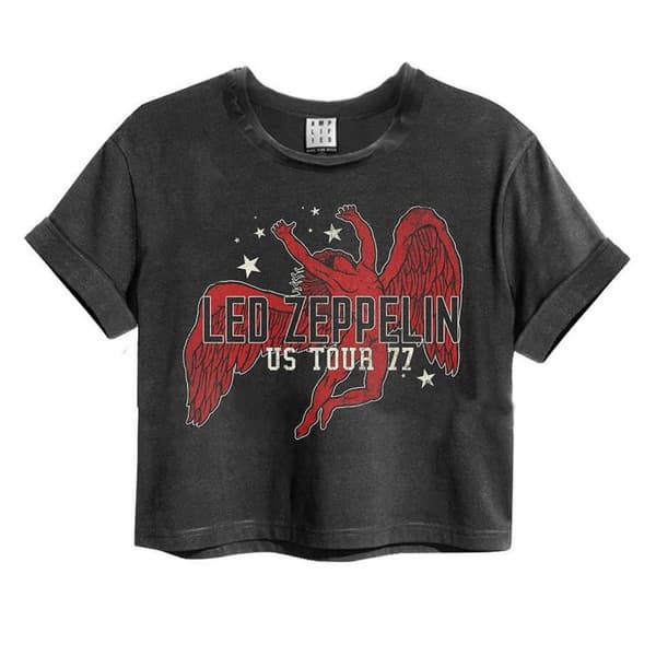 Amplified Womens/Ladies Icarus Led Zeppelin Crop Top Charcoal M
