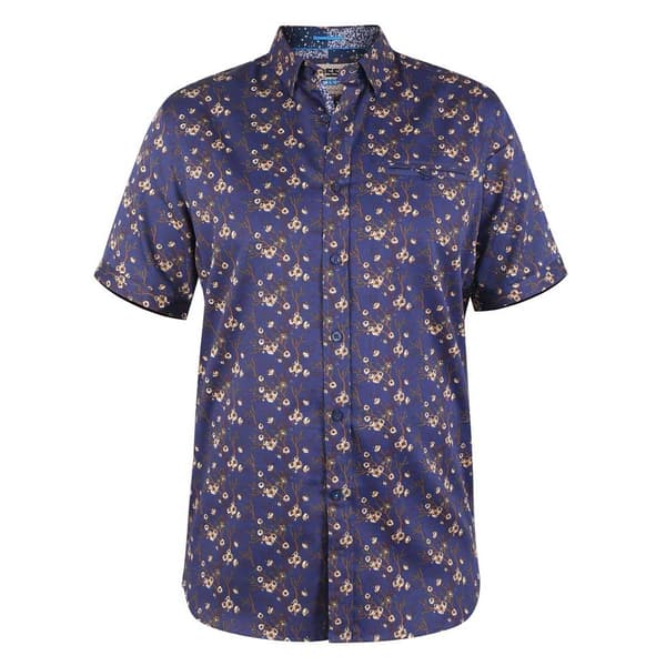 Duke Mens D555 Kingston Floral Kingsize Short-Sleeved Shirt