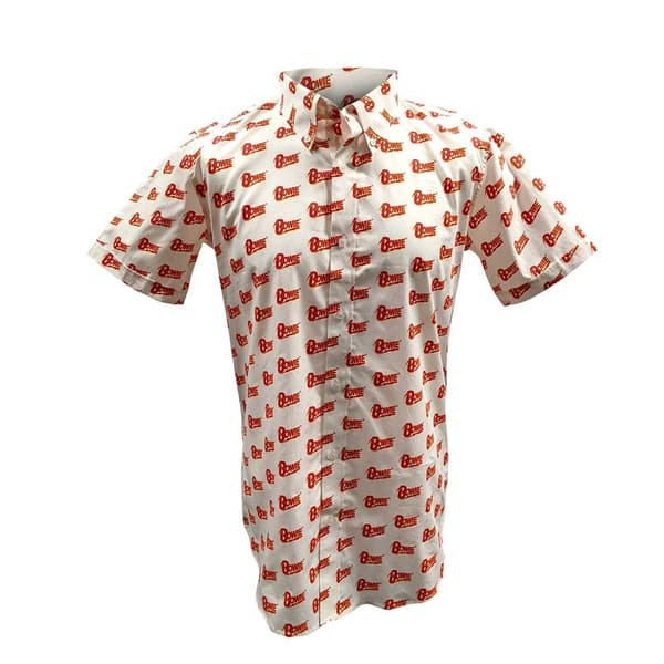 David Bowie Unisex skjorta för vuxna med logotyp överallt White S